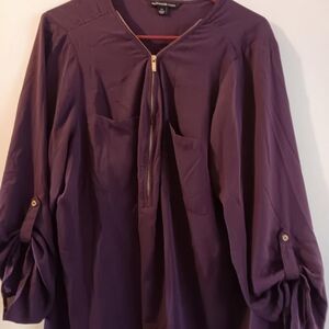 Womens zac & rachel dark purple dressy shirt size 2x